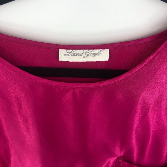 Vintage Sleep Shirt Dress Nightie Magenta Large - Picture 3 of 6